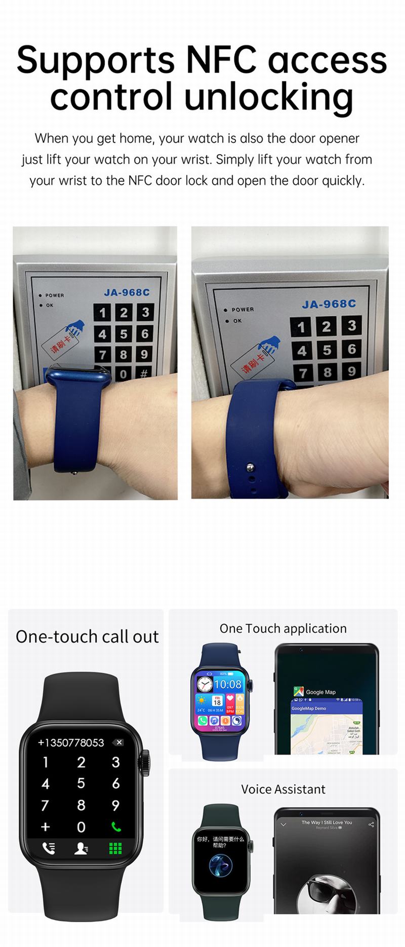 MSP-8 1.9 inch Large Touch Screen Phone Calling Smartwatch with Rotate Button